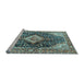 Sideview of Machine Washable Medallion Light Blue Traditional Rug, wshtr1229lblu