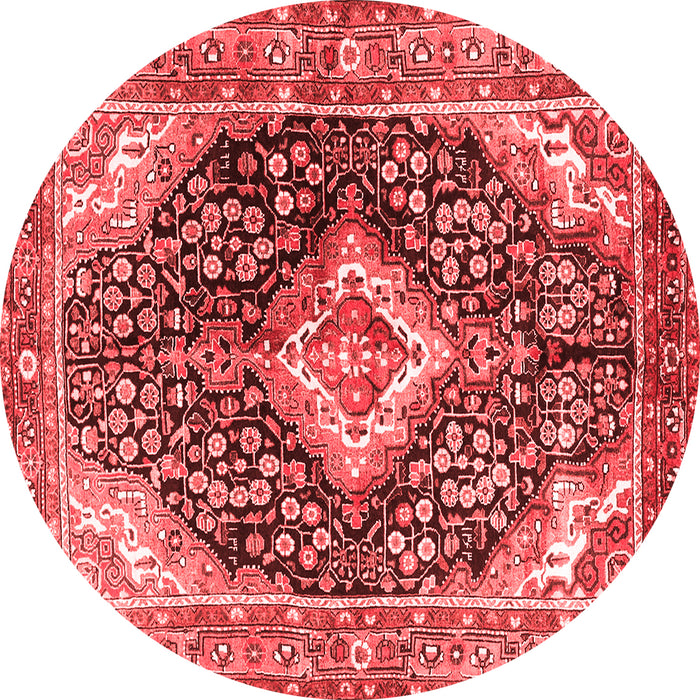 Machine Washable Medallion Red Traditional Rug, wshtr1229red