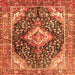 Round Machine Washable Medallion Orange Traditional Area Rugs, wshtr1229org