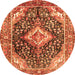 Machine Washable Medallion Orange Traditional Area Rugs, wshtr1229org