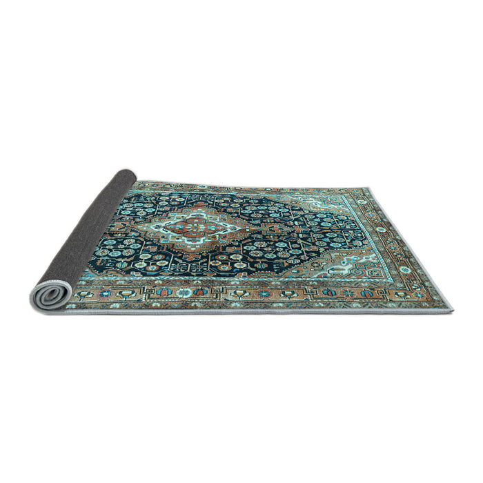 Sideview of Medallion Light Blue Traditional Rug, tr1229lblu
