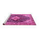 Sideview of Machine Washable Medallion Pink Traditional Rug, wshtr1229pnk