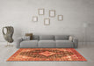 Machine Washable Medallion Orange Traditional Area Rugs in a Living Room, wshtr1229org