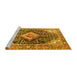 Sideview of Machine Washable Medallion Yellow Traditional Rug, wshtr1229yw