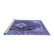 Sideview of Machine Washable Medallion Blue Traditional Rug, wshtr1229blu