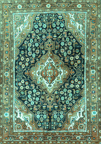 Medallion Turquoise Traditional Rug, tr1229turq