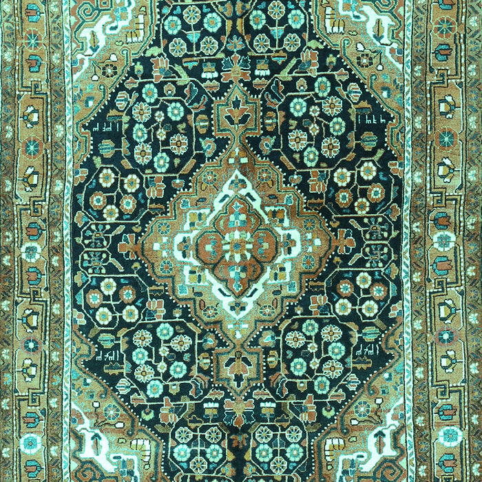 Medallion Turquoise Traditional Rug, tr1229turq