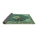 Sideview of Medallion Turquoise Traditional Rug, tr1229turq