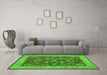 Machine Washable Persian Green Traditional Area Rugs in a Living Room,, wshtr122grn