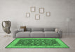 Machine Washable Persian Emerald Green Traditional Area Rugs in a Living Room,, wshtr122emgrn