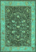 Machine Washable Persian Turquoise Traditional Area Rugs, wshtr122turq