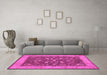 Machine Washable Persian Pink Traditional Rug in a Living Room, wshtr122pnk