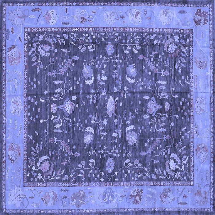 Square Machine Washable Persian Blue Traditional Rug, wshtr122blu