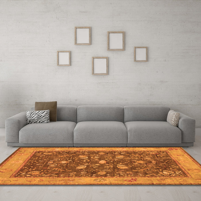Machine Washable Persian Orange Traditional Area Rugs in a Living Room, wshtr122org