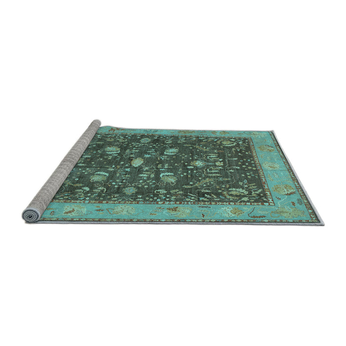 Sideview of Machine Washable Persian Light Blue Traditional Rug, wshtr122lblu