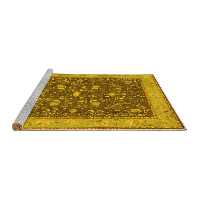 Sideview of Machine Washable Persian Yellow Traditional Rug, wshtr122yw