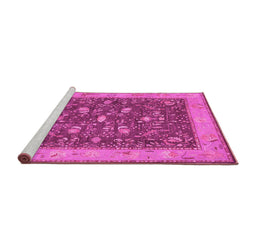 Sideview of Machine Washable Persian Pink Traditional Rug, wshtr122pnk