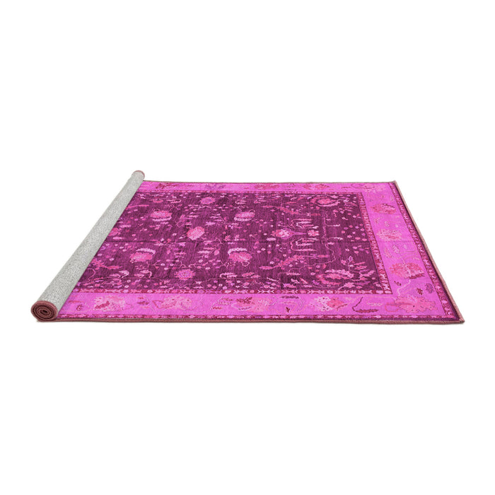 Sideview of Machine Washable Persian Pink Traditional Rug, wshtr122pnk