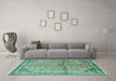 Machine Washable Persian Turquoise Traditional Area Rugs in a Living Room,, wshtr1230turq