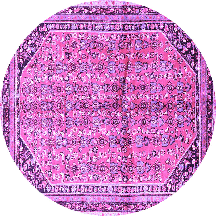 Round Machine Washable Persian Purple Traditional Area Rugs, wshtr1230pur