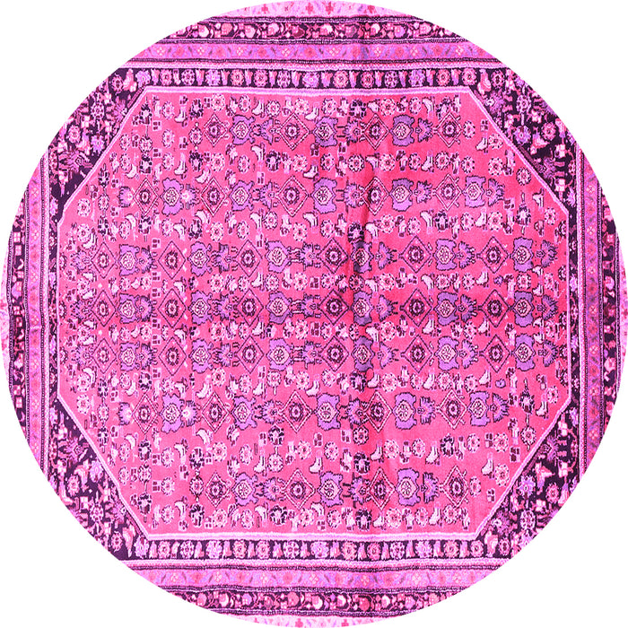 Round Machine Washable Persian Pink Traditional Rug, wshtr1230pnk