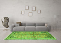 Machine Washable Persian Green Traditional Rug, wshtr1230grn