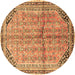 Round Persian Brown Traditional Rug, tr1230brn