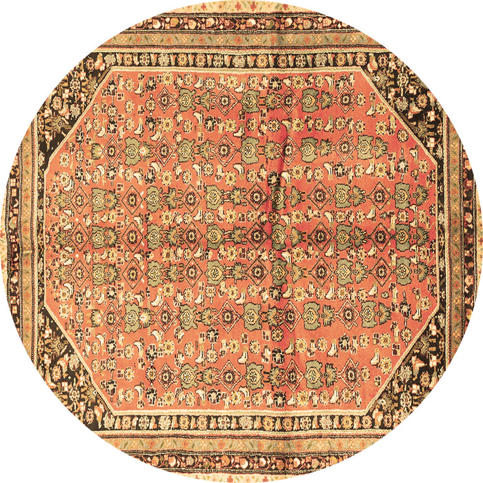 Round Machine Washable Persian Brown Traditional Rug, wshtr1230brn