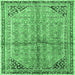 Square Machine Washable Persian Emerald Green Traditional Area Rugs, wshtr1230emgrn