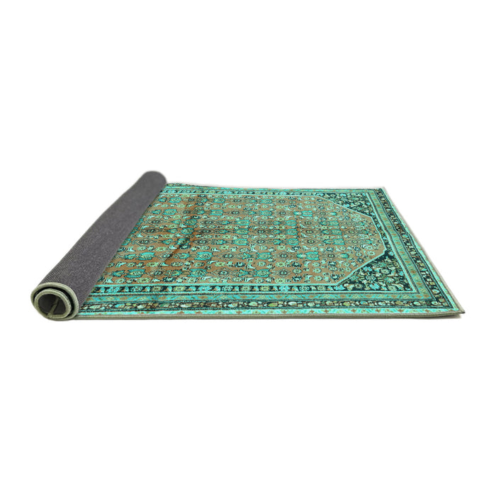 Sideview of Persian Turquoise Traditional Rug, tr1230turq