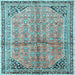 Square Machine Washable Persian Light Blue Traditional Rug, wshtr1230lblu