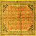 Square Machine Washable Persian Yellow Traditional Rug, wshtr1230yw