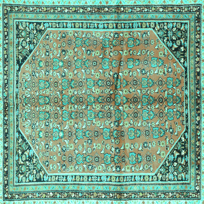 Square Persian Turquoise Traditional Rug, tr1230turq