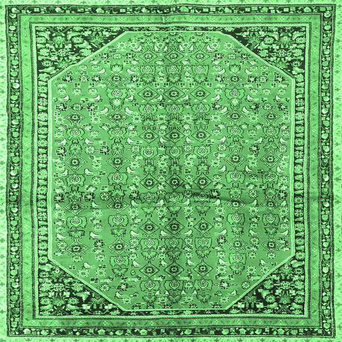 Square Persian Emerald Green Traditional Rug, tr1230emgrn