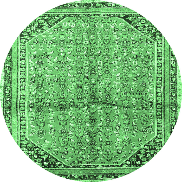 Round Persian Emerald Green Traditional Rug, tr1230emgrn
