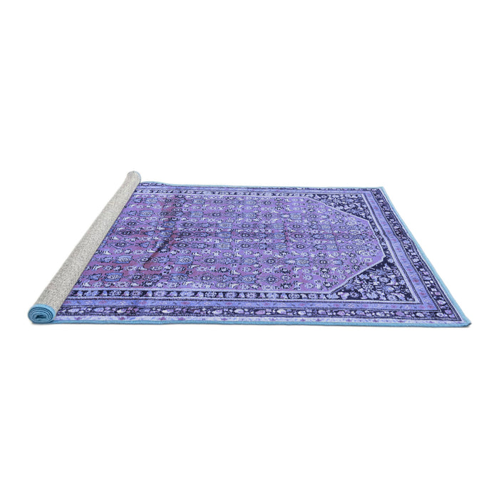 Sideview of Machine Washable Persian Blue Traditional Rug, wshtr1230blu