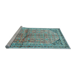Sideview of Machine Washable Persian Light Blue Traditional Rug, wshtr1230lblu