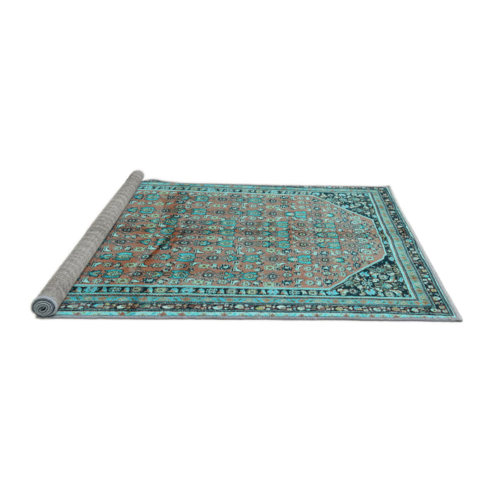 Sideview of Machine Washable Persian Light Blue Traditional Rug, wshtr1230lblu