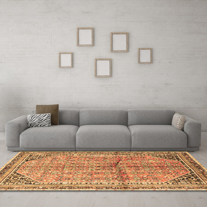 Machine Washable Persian Brown Traditional Rug in a Living Room,, wshtr1230brn