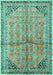 Machine Washable Persian Turquoise Traditional Area Rugs, wshtr1230turq