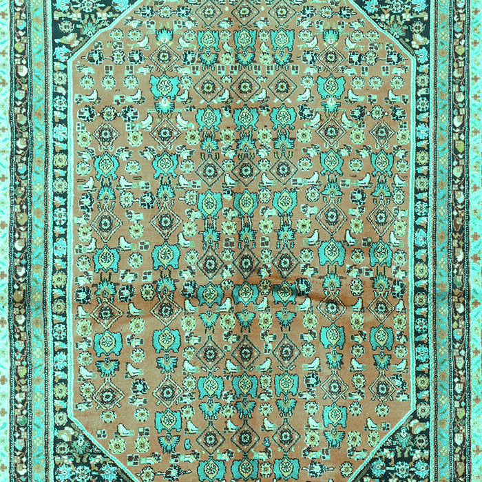 Machine Washable Persian Turquoise Traditional Area Rugs, wshtr1230turq
