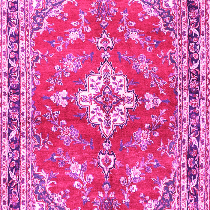 Machine Washable Medallion Pink Traditional Rug, wshtr1231pnk