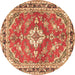 Round Medallion Brown Traditional Rug, tr1231brn