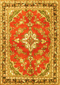 Medallion Yellow Traditional Rug, tr1231yw