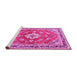 Sideview of Machine Washable Medallion Pink Traditional Rug, wshtr1231pnk