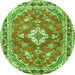 Square Medallion Green Traditional Rug, tr1231grn