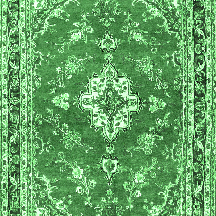 Machine Washable Medallion Emerald Green Traditional Area Rugs, wshtr1231emgrn