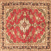 Square Medallion Brown Traditional Rug, tr1231brn