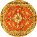 Round Medallion Yellow Traditional Rug, tr1231yw