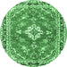 Round Medallion Emerald Green Traditional Rug, tr1231emgrn